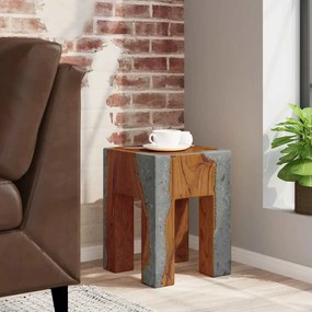 Sgabello İn Legno Massello Di Teak E Resina /