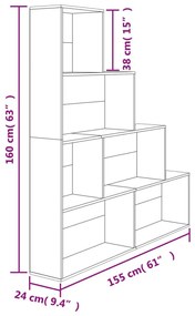 Libreria/Divisorio Grigio Cemento 155x24x160 Legno Multistrato