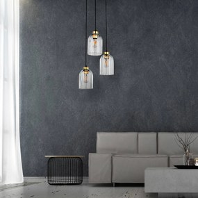 TK Lighting Lampada a sospensione in vetro Satipo, 3 luci, trasparente