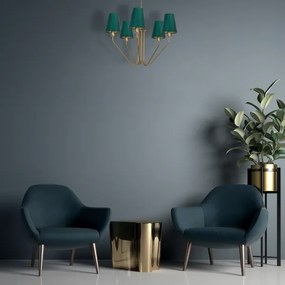 Lampadario a sospensione con supporto rigido VICTORIA 5xE27/60W/230V verde