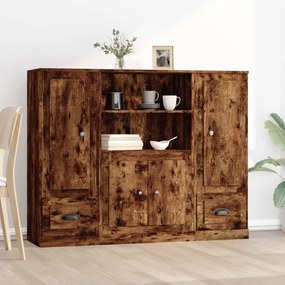 Credenze 3 Pz Rovere Fumo İn Legno Multistrato /