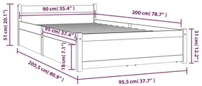 Giroletto con Cassetti Bianco 90x200 cm