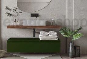 Mobile bagno tabacco verde opaco 120x50 Oasy un cassetto con top e lavabo rettangolare da appoggio