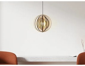Lampadario in legno sospeso con cavo 1xE27/60W/230V Ø 43,5 cm massello/impiallacciatura/legno di caucciù (Hevea)