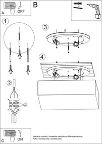 Plafoniera da Soffitto Quadrata 4xE27 HORUS 55x55 cm in PVC