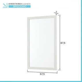 Specchio bagno 67x87 cornice bianco effetto legno reversibile Wood