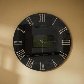 Orologio rotondo da parete LUX D65 cm a specchio fumč e numeri ambra