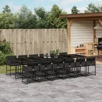 Set da Pranzo da Giardino 13pz con Cuscini Nero in Polyrattan 3278070