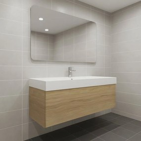 Mobile da bagno sospeso sotto lavabo L 105 x H 32x P 48 cm miele, 1 cassetto Neo, Maniglie acquistabili separatamente