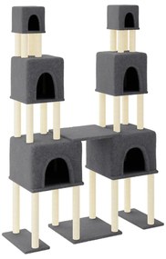 Albero per gatti con tiragraffi in sisal grigio scuro 199 cm