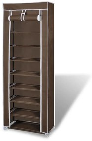 Scarpiera İn Tessuto Richiudibile 57 X 29 X 162 Cm Marrone /
