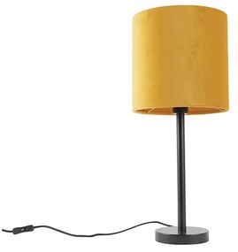 Lampada da tavolo Art Déco nera con paralume giallo 25 cm - Simplo