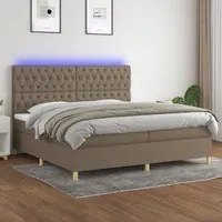 Letto a Molle Materasso e LED tortora 200x200cm in Tessuto cod mxl 55615