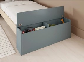 Letto da bambini a forma di casa di colore naturale/verde polveroso con effetto pino con contenitore con rete inclusa 90x190 cm Odessa – Marckeric