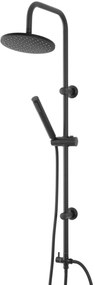 Colonna doccia con soffione 20 cm tondo deviatore doccetta 3 jet abs flessibile 150 cm in acciaio nero opaco 718116 Platinum Nera