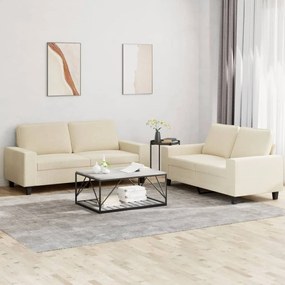 Set Di Divani 2 Pz Crema İn Tessuto /