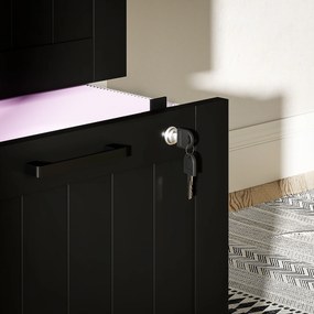 Cassettiera Portadocumenti a 4 Cassetti 40x40x131 cm 2 Serrature in Legno Nero...