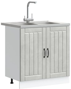 Mobile cucina  &#039;lucca&#039; con due lavelli, grigio cemento, legno ingegnerizzato