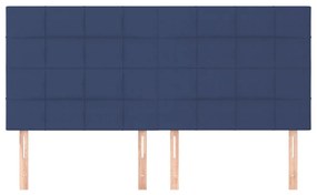Testiera 4 pz blu 100x5x78/88 cm in tessuto