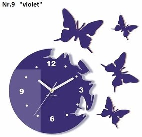 Orologio da parete decorativo con farfalle volanti Viola