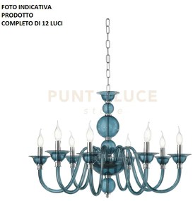 Lampadario tebe 12 luci ottanio e cromo attacco e14 d.87cm