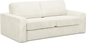 Divano beige allungabile con rivestimento in velluto a coste 195 cm Nona – Makamii