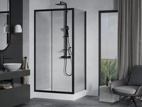Mexen Apia cabina doccia scorrevole 120 x 90 cm, trasparente, nera + piatto doccia Rio - 840-120-090-70-00-4510