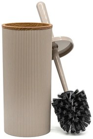 Set 2 pezzi Porta scopino e Pattumiera 5lt Tortora dettagli effetto legno Blob