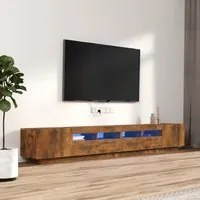 Set Mobili TV 3pz con Luci LED Rovere Fumo in Legno Multistrato 3120173