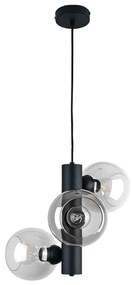 Lampadario a sospensione con filo TUBE 3xE27/60W/230V nero/limpido