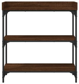 Tavolino consolle con ripiani rovere marrone 75x30x80 cm