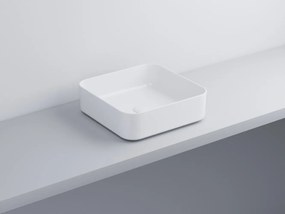 Cielo Shui Comfort lavabo da appoggio 40x40 quadrato senza troppopieno in ceramica bianco lucido