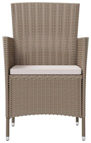 Sedie da giardino con cuscini 4 pz in polyrattan beige