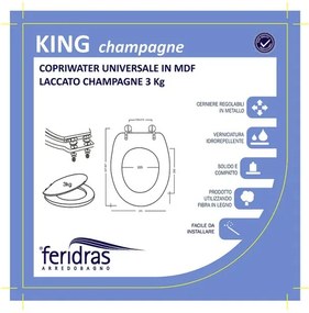 Copriwater universale in legno MDF champagne con cerniere regolabili