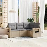 Set Divano da Giardino 4 pz con Cuscini Beige in Polyrattan 3220108