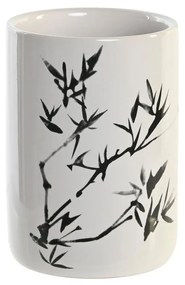Portaspazzolini da Denti DKD Home Decor Nero Legno d'albero della gomma Bianco Gres (7,6 x 7,6 x 11 cm)