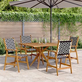 Set Da Pranzo Per Giardino 5 Pz İn Legno Massello Di Acacia /