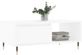 Tavolino da salotto bianco 90x50x36,5 cm in legno multistrato