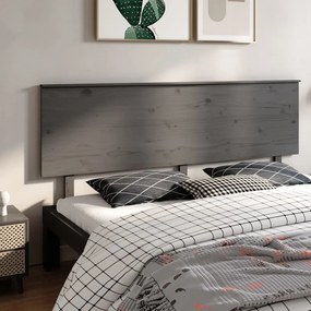 Testiera per letto grigia 204x6x82,5cm legno massello di pino