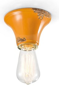 Plafoniera Vintage Ceramica Gialla Senza Paralume 1 Luce E27