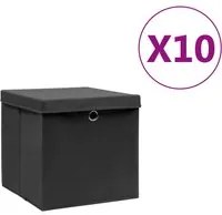 Contenitori con Coperchio 10 pz 28x28x28 cm Nero cod mxl 51296