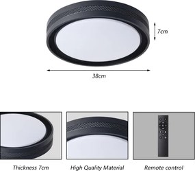 Brilagi - Plafoniera LED dimmerabile KREON LED/54W/230V 3000-6000K nero Ø 38 cm + telecomando