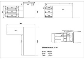 Tavolo da lavoro in rovere 146x145 cm Lissabon - Germania