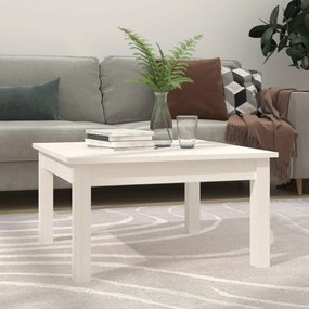 Tavolino Da Salotto Bianco 55x55x30 Cm Legno Massello Di Pino /