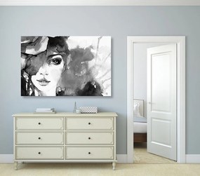 Quadro su tela – Ritratto di donna in bianco e nero