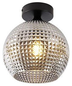 Plafoniera Art Déco nera con vetro fumé - Sphere