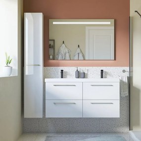 Mobile sottolavabo e lavabo Remix New per doppia vasca bianco lucido L 121 cm 4 cassetti