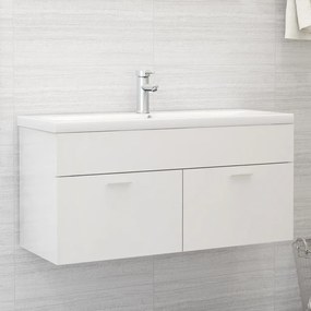 Mobile bagno con lavabo integrato bianco lucido in truciolato