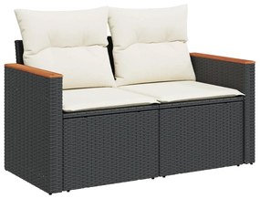 Set divani da giardino con cuscini 7pz nero polyrattan