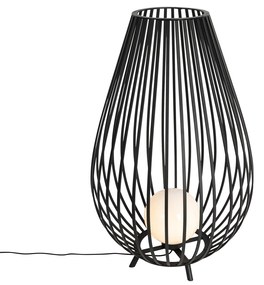 Lampada da terra di design nera con opale 110 cm - Angela